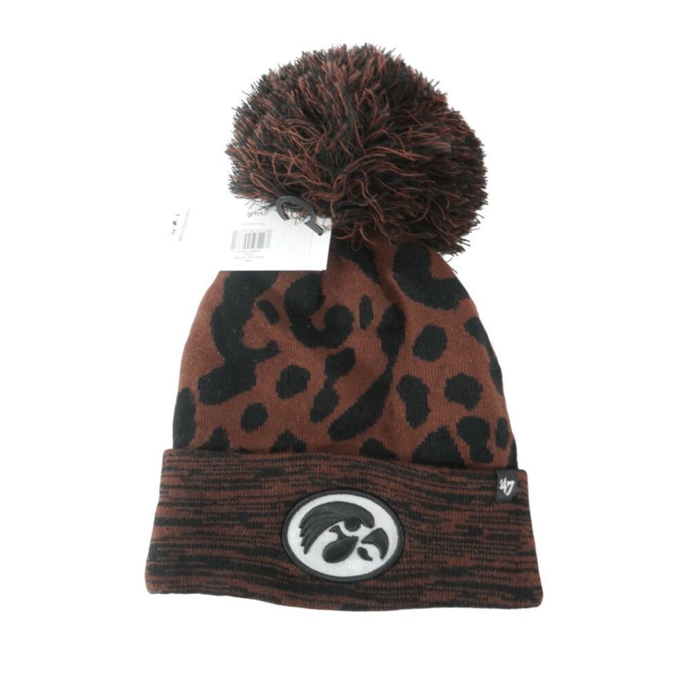Women's '47 Brown Iowa Hawkeyes Rosette Cuffed Knit Hat Beanie with Pom